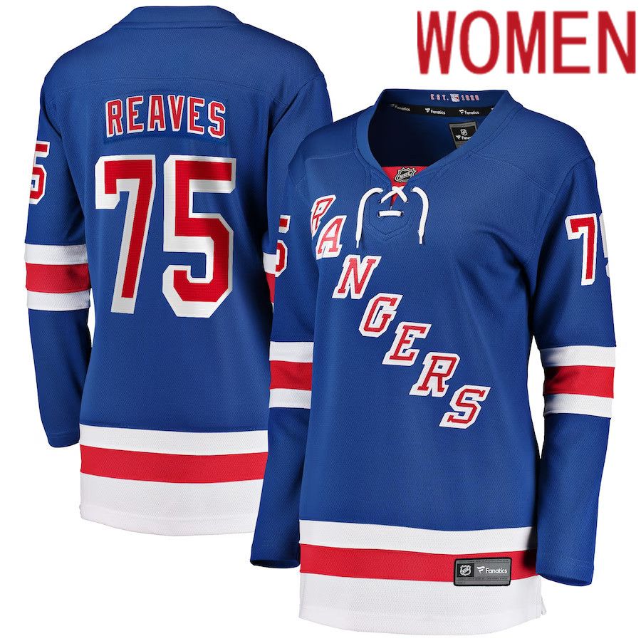 Women New York Rangers #75 Ryan Reaves Fanatics Branded Blue Home Breakaway Player NHL Jersey
